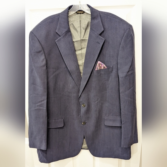 bill blass Other - Vintage Bill Blass Blazer Sport Coat 100% silk Two Button Navy Blue Mens sz 46L